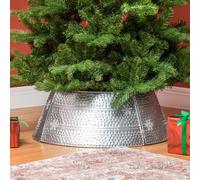 HOMCOM Metal Christmas Tree Skirt, Christmas Tree Collar Base Cover with Hollow Snowflake Patterns, Xmas Decoration for Party, Holiday, Home, Silver, 66cm