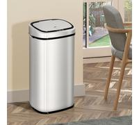 HOMCOM 68L Stainless Steel Automatic Kitchen Waste Bin - Silver, Silver