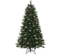 HOMCOM 6ft/180cm Artificial Christmas Tree, 716 Branch Tips, Green | Fir Hinged Xmas Tree, Foldable Metal Stand, Easy Assembly for Home Office Holiday Decoration