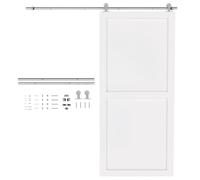 HOMCOM 6FT/180cm Sliding Barn Door Hardware Track Kit 80kg Silver Tone | Heavy Duty Stainless Steel Sliding Rail, T Shape Hanger, for Single Wooden Door, Fit Over 30mm Thickness
