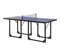 HOMCOM 6ft 182cm Mini Table Tennis Table Folding Ping Pong Table with Net Multi-Use Table for Indoor Outdoor Game, Blue Blue