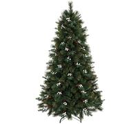 HOMCOM 6ft Artificial Christmas Tree, Fir Hinged Xmas Tree with 716 Branch Tips, Foldable Metal Stand, Easy Assembly, Green