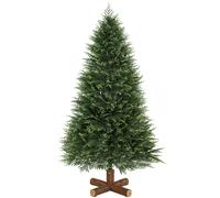 HOMCOM 6ft Artificial Christmas Tree, Hinged Xmas Tree with Realistic 751 PE & PVC Branch Tips, Fir Wood Base, Green