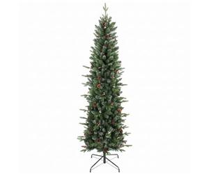 HOMCOM 6ft Artificial Christmas Tree, Slim Gracious Pine Xmas Tree, Green | 180cm, 688 Branch Tips, Foldable Steel Stand, Easy Assembly for Home Office Holiday Decoration