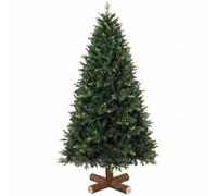 HOMCOM 6ft Artificial Christmas Tree, Solid Fir Wood Stand, Green | Hinged Xmas Tree with 2419 PE & PVC Branch Tips, Auto Open, Home Office Holiday Decoration