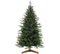 HOMCOM 6ft Artificial Christmas Tree Solid Pine Wood Stand, Green | Full Hinged Xmas Tree with 2081 PE & PVC Tips, for Home Office Holiday Decoration