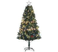 HOMCOM 6ft Pre-Lit Artificial Christmas Tree with LED Lights and Decorations - Green, Green
