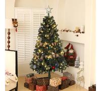 HOMCOM 6ft Artificial Christmas Tree with LED Lights and Blue Decorations
