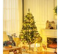 Homcom 6Ft Artificial Christmas Tree With Led Lights, Decoration, Auto Open