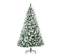HOMCOM 6FT Artificial Christmas Tree with Pine Cones Automatic Open Green | Holiday Home Xmas Decoration