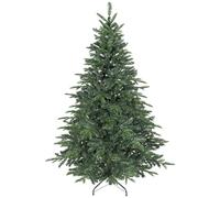 HOMCOM 6ft Artificial Christmas Tree with Realistic Tips, Wide Shape, Hinged Xmas Tree with Foldable Metal Stand for Home Decoration, Flame-Retardant, Easy Assembly, Green