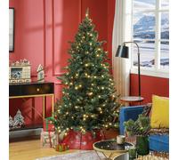 HOMCOM 6Ft Artificial Christmas Tree With Warm White Led Light, Metal Base, Green