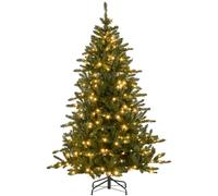 6ft Artificial Christmas Tree with Warm White LED Light, Metal Base HOMCOM Green 6ft