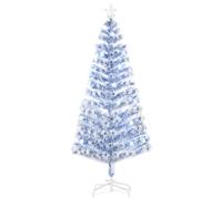 HOMCOM 6FT Artificial Fibre Optic Christmas Tree w/LED Lights White Blue