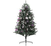 Homcom 6Ft Artificial Prelit Christmas Tree W/ LED Lights, Purple Ornaments, Green