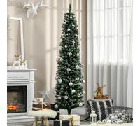 Homcom 6Ft Artificial Snow Dipped Christmas Tree Xmas Holiday Pencil Tree In Green Green