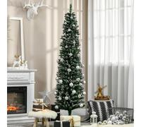 Homcom 6Ft Artificial Snow Dipped Christmas Tree Xmas Holiday Pencil Tree In Green