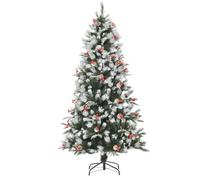 HOMCOM 6FT Artificial Snow Dipped Christmas Tree Xmas Pencil Tree Green
