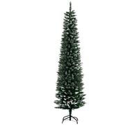 HOMCOM 6FT Artificial Snow Dipped Christmas Tree Xmas Pencil Tree Green | Holiday Home Indoor Decoration, Foldable Black Stand