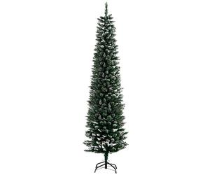 HOMCOM 6FT Artificial Snow Dipped Christmas Tree Xmas Pencil Tree Holiday Home Indoor Decoration with Foldable Black Stand, Green