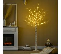 Homcom 6ft Artificial White Birch Tree Light with Warm White Pre-Lit LED Light for Indoor and Covered Outdoor Use