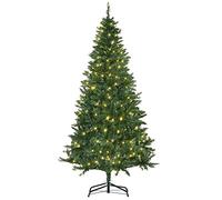 HOMCOM 6FT Christmas Tree Warm White LED Light Holiday Home Decoration, Green