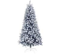 HOMCOM 6 Foot Artificial Blue Snow Flocked Christmas Tree With Hinged Branches | TJ Hughes