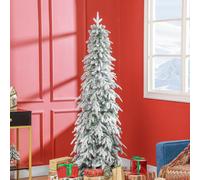 HOMCOM 6ft Flocked Pencil Christmas Tree with Auto Open, Steel Base