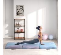 HOMCOM 6FT Foldable Gymnastics Mat, Tri-Fold 2" Thick Crash Mat, Blue, Blue