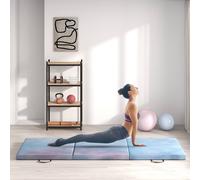 HOMCOM 6FT Foldable Gymnastics Mat, Tri-Fold 2" Thick Crash Mat, Blue - 180 x 60 x 5 cm