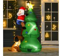 HOMCOM 6ft Inflatable Christmas Tree, LED Light with Santa Claus Dog Decoration - 6 ft