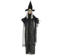 HOMCOM Standing Witch Prop Life Size with Light Up Eyes, Talking Sound