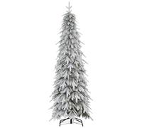HOMCOM 6ft Flocked Pencil Christmas Tree with Auto Open, Steel Base