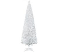 HOMCOM 6ft Unlit Artificial Christmas Tree, Pencil Slim Xmas Tree with Solid Stand and Realistic Branches, White