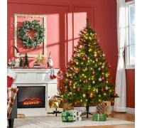 HOMCOM 6FT Pre-Lit Christmas Tree Artificial Spruce Tree Holiday Décor Stand in Green HOMCOM Green