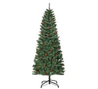 HOMCOM 6FT Prelit Artificial Pencil Christmas Tree w/LED Light, Berry, Xmas Deco