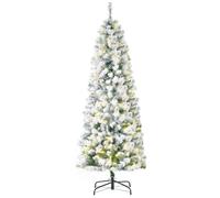 Homcom 6Ft Prelit Snow Flocked Christmas Tree Light Indoor Home Xmas In Green Green