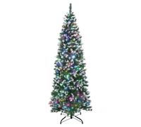 Homcom 6Ft Prelit Pencil Artificial Christmas Tree 618 Tips Colourful Led In Green Green