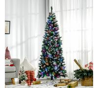 HOMCOM 6Ft Prelit Artificial Christmas Tree With 300 Colourful Led Light, Green