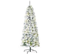 Homcom 6Ft Prelit Snow Flocked Christmas Tree Light Indoor Home Xmas In Green Green