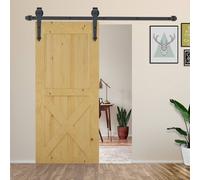 HOMCOM Sliding Wood Barn Door Track System Kit Hardware Set Stainless Steel | TJ Hughes