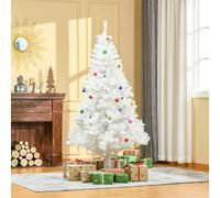 Homcom 6Ft Snow Artificial Christmas Tree Metal Stand Decorations Home White White 6ft
