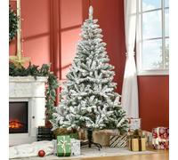 HOMCOM 6 Ft Snow Flocked Artificial Christmas Tree with Auto Open Green