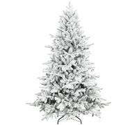 HOMCOM 6ft Snow Flocked Christmas Tree Realistic Tips Hinged Xmas Tree