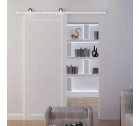 HOMCOM 6' Modern Carbon Steel Sliding Door Track Kit - White, White