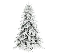 HOMCOM 6ft Super Flocked Christmas Tree - Green/White