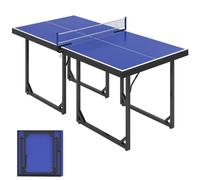 HOMCOM 6ft 182cm Mini Table Tennis Table Folding Ping Pong Table with Net Multi-Use Table for Indoor Outdoor Game, Blue