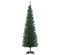 HOMCOM 6ft Unlit Artificial Christmas Tree Pencil Slim Xmas Tree Green | Solid Stand, Realistic Branches
