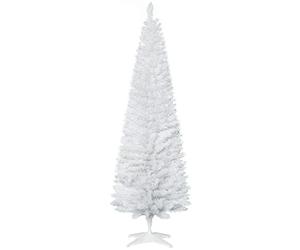HOMCOM 6ft Unlit Artificial Christmas Tree Pencil Slim Xmas Tree White