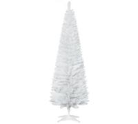 HOMCOM 6ft Unlit Artificial Christmas Tree Pencil Slim Xmas Tree White | Solid Stand, Realistic Branches